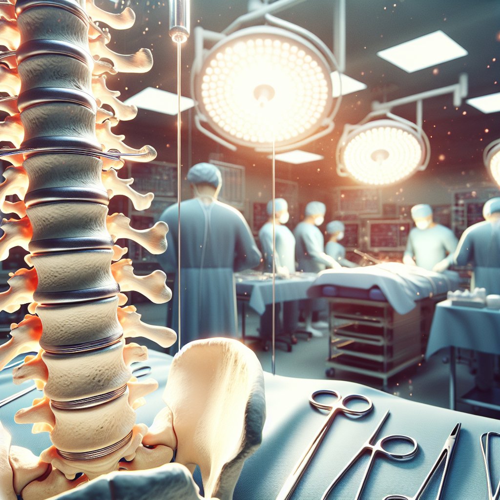 The process of bone fusion in spine surgery.